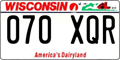 WI license plate 070XQR