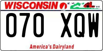 WI license plate 070XQW
