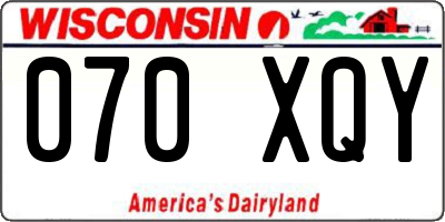 WI license plate 070XQY