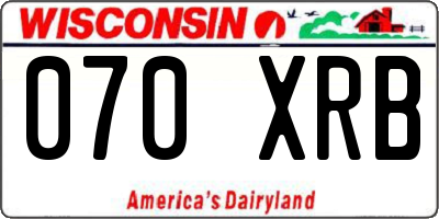 WI license plate 070XRB