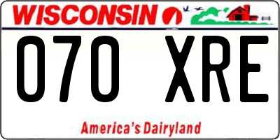 WI license plate 070XRE