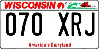 WI license plate 070XRJ