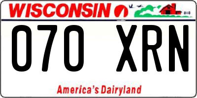 WI license plate 070XRN