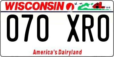 WI license plate 070XRO