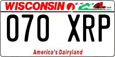 WI license plate 070XRP