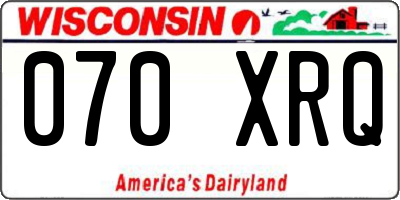 WI license plate 070XRQ