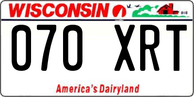 WI license plate 070XRT
