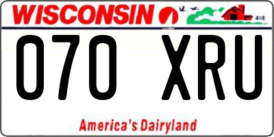 WI license plate 070XRU