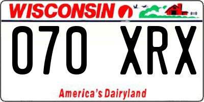 WI license plate 070XRX