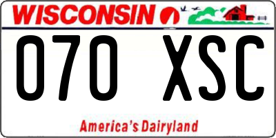 WI license plate 070XSC