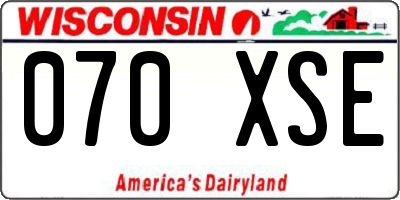 WI license plate 070XSE