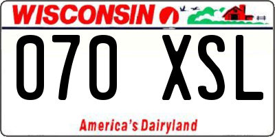 WI license plate 070XSL