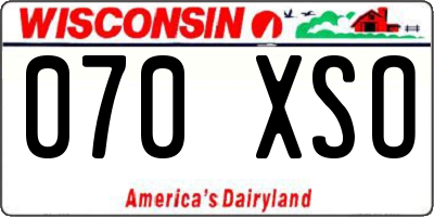 WI license plate 070XSO