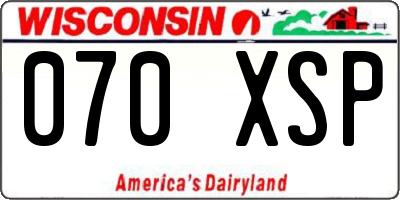 WI license plate 070XSP