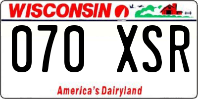 WI license plate 070XSR