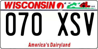 WI license plate 070XSV
