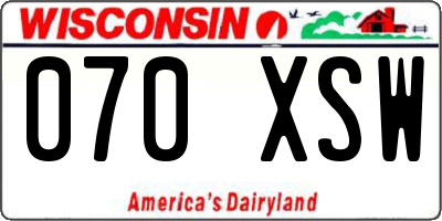 WI license plate 070XSW