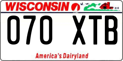 WI license plate 070XTB