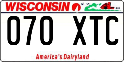 WI license plate 070XTC