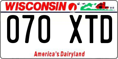 WI license plate 070XTD