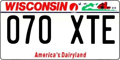 WI license plate 070XTE