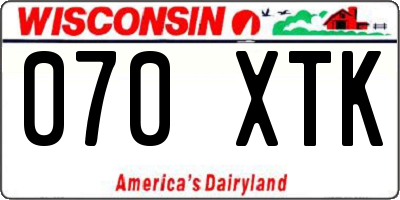 WI license plate 070XTK