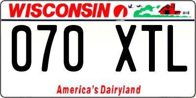 WI license plate 070XTL