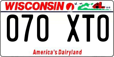 WI license plate 070XTO