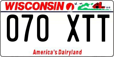 WI license plate 070XTT