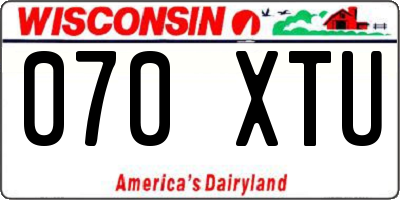 WI license plate 070XTU