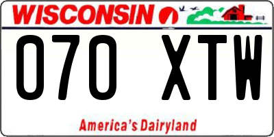 WI license plate 070XTW