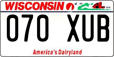 WI license plate 070XUB