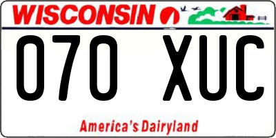 WI license plate 070XUC