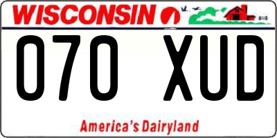 WI license plate 070XUD