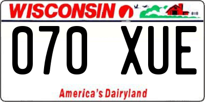 WI license plate 070XUE
