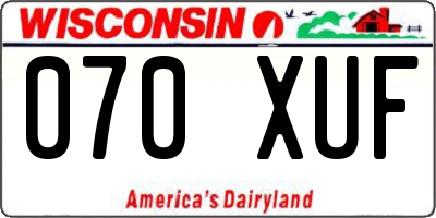 WI license plate 070XUF
