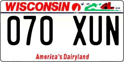WI license plate 070XUN