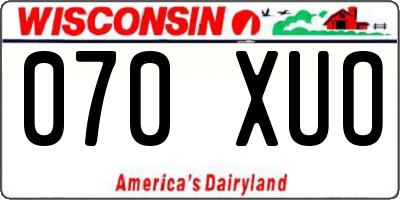 WI license plate 070XUO