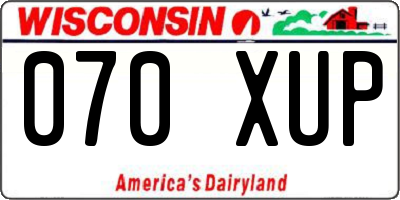 WI license plate 070XUP