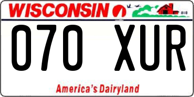 WI license plate 070XUR