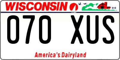 WI license plate 070XUS
