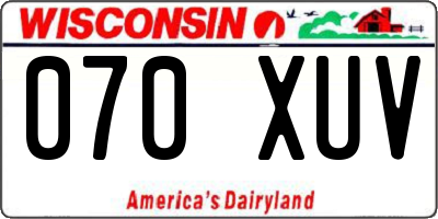 WI license plate 070XUV