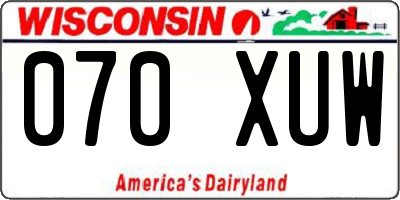 WI license plate 070XUW