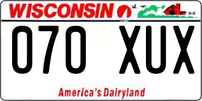 WI license plate 070XUX