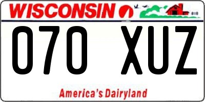 WI license plate 070XUZ