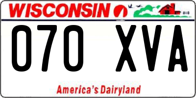 WI license plate 070XVA