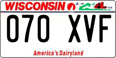 WI license plate 070XVF