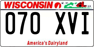WI license plate 070XVI