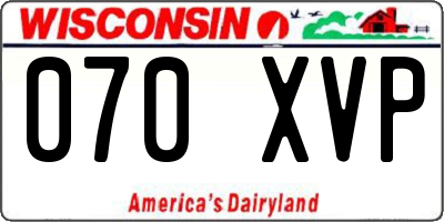 WI license plate 070XVP