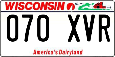 WI license plate 070XVR